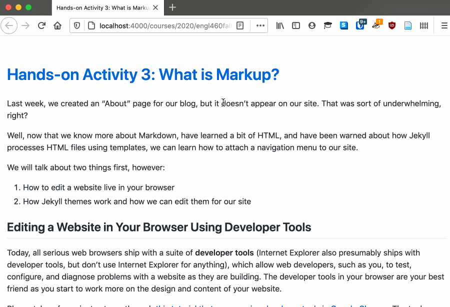 An animated GIF illustrating the use of Firefox's Developer Tools