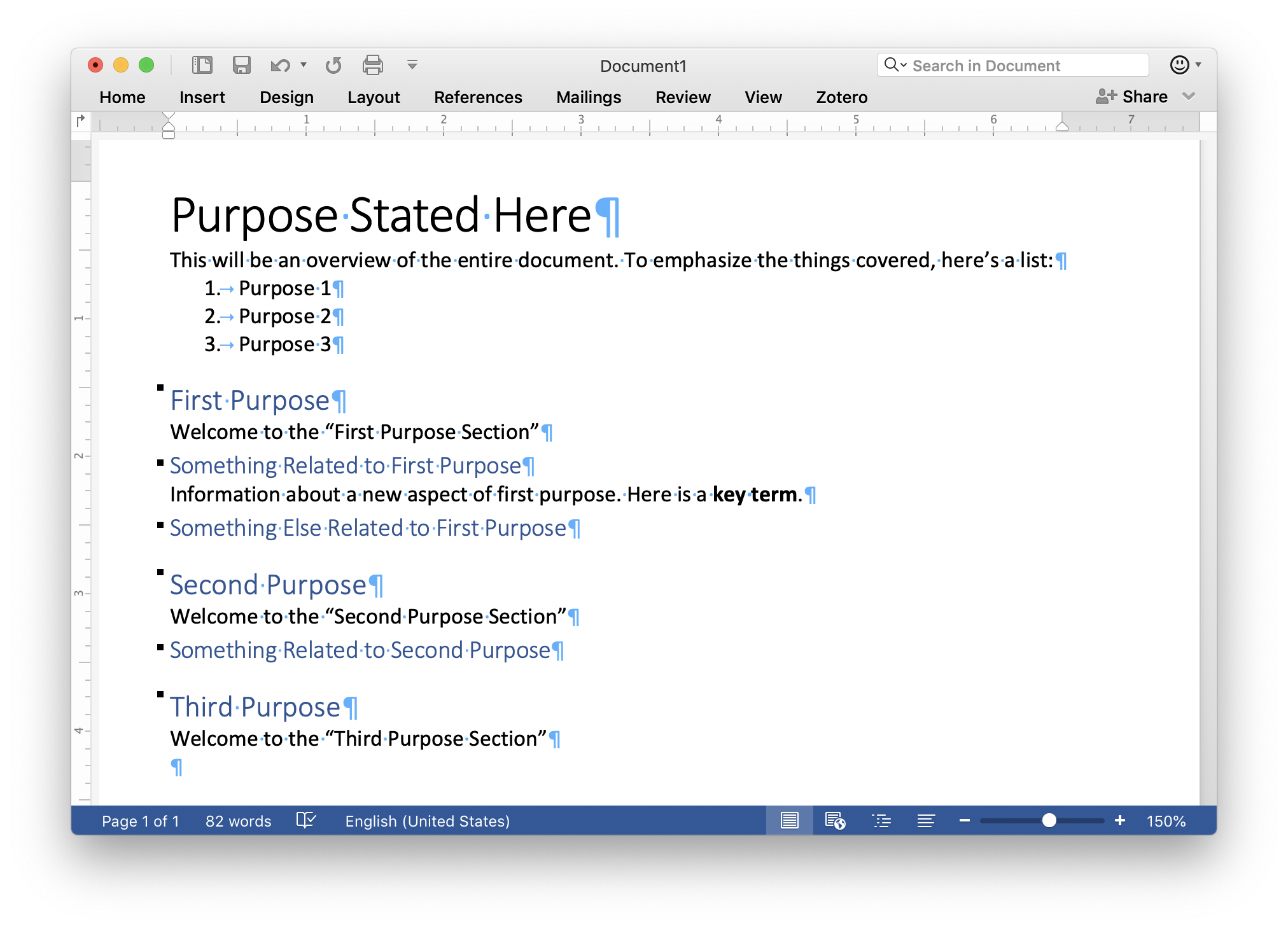 Elements of a Document Explain Their Purpose
